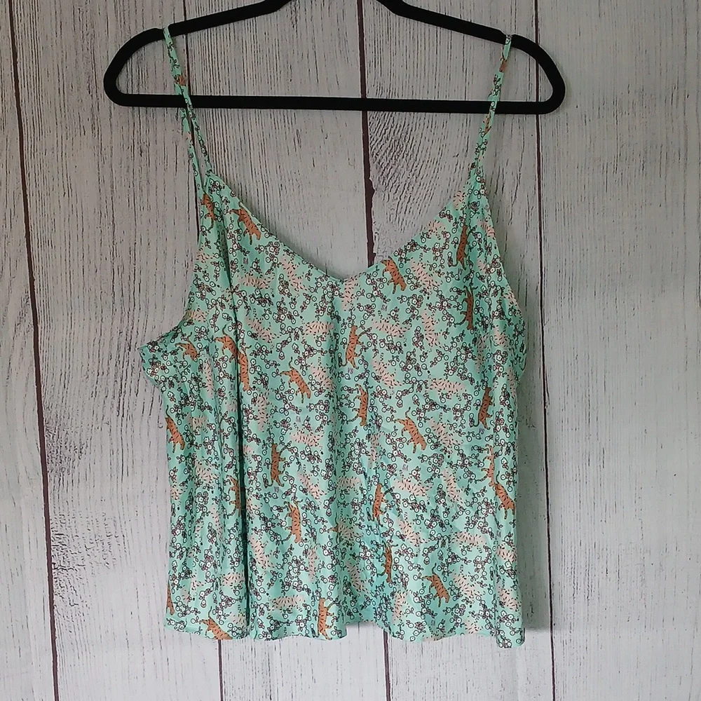 Victoria's Secret NWT pretty tiger floral printed satin cami size Extra Large